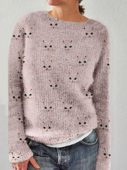 Pyper – gestrickter pullover mit aufdruck