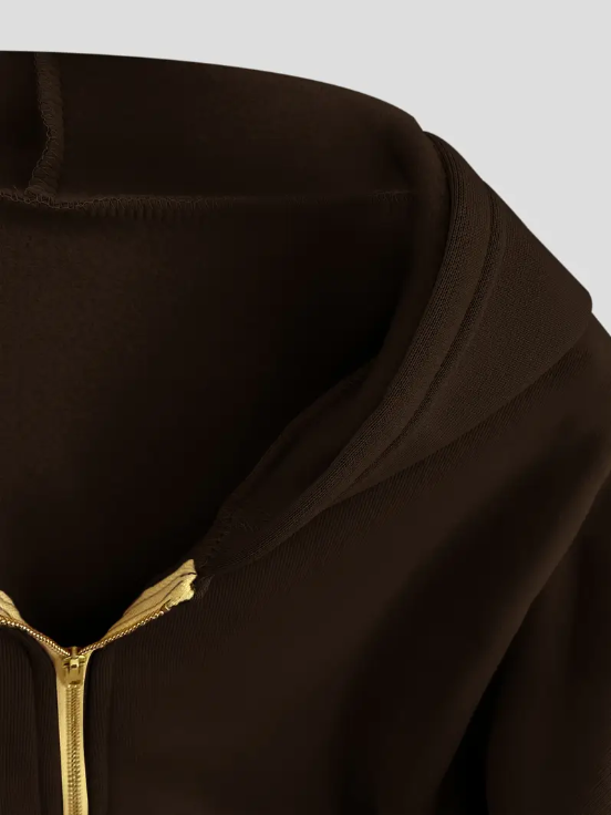 Scharlachroter, verkürzter kapuzenpullover aus baumwolle mit reißverschluss