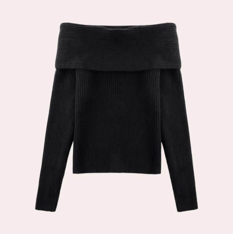 Leorina - stylischer off-shoulder-pullover für damen mit elegantem strickmuster