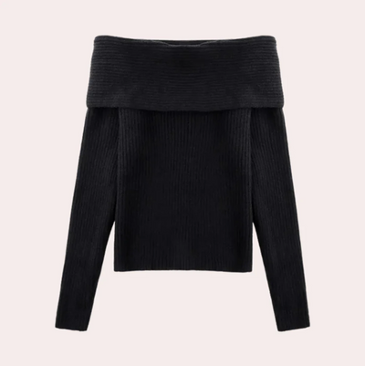 Leorina - stylischer off-shoulder-pullover für damen mit elegantem strickmuster
