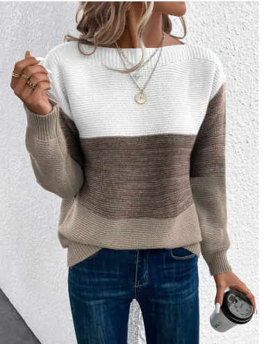 Clara - eleganter dreifarbiger patchwork-Pullover