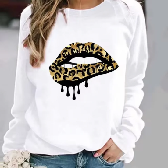 Halia – baumwollpullover mit lippendruck