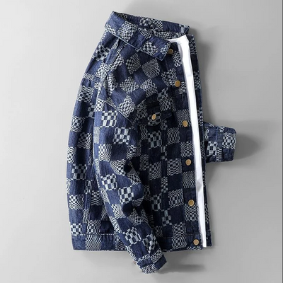Modische karierte Jeansjacke für Herren