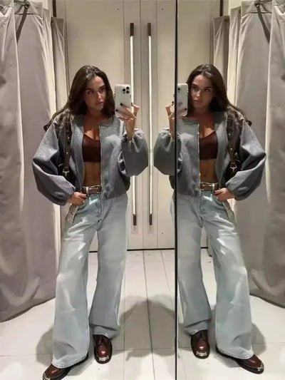 Damen Rundhals Übergangsjacke | Langarm