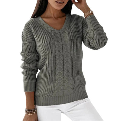 V-Ausschnitt Strickpullover