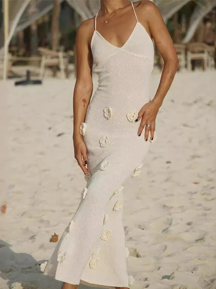 Ilona | Langes Neckholder-Kleid mit schmalen Trägern