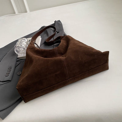 Damenhandtasche aus veganem Wildleder mit Reißverschluss