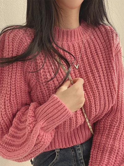 Gekürzter Strickpullover für Damen
