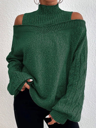 Off-Shoulder Rollkragenpullover für Damen