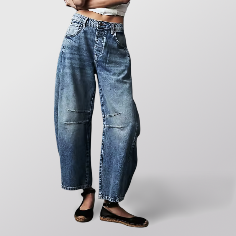 Vintage-Waschung Wide-Leg Jeans