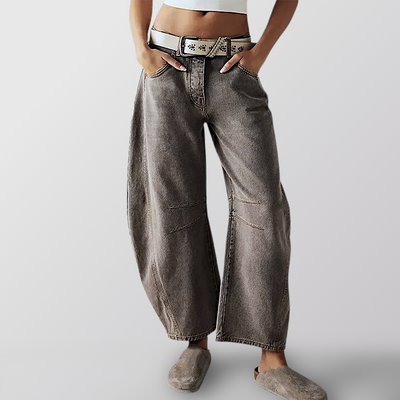 Vintage-Waschung Wide-Leg Jeans
