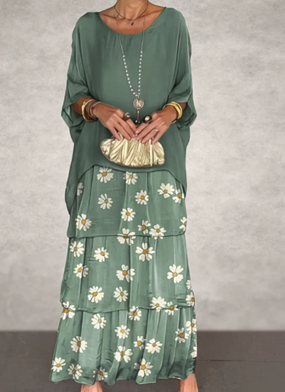 Caroline | Maxikleid mit weitem Rundhalsausschnitt