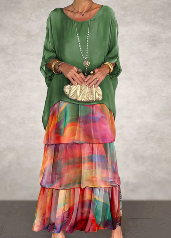 Caroline | Maxikleid mit weitem Rundhalsausschnitt