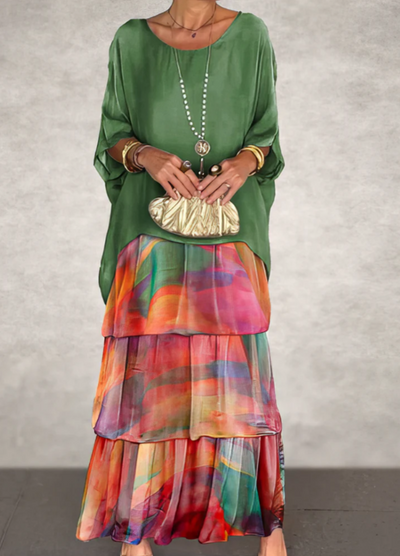 Caroline | Maxikleid mit weitem Rundhalsausschnitt