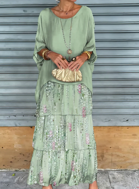 Caroline | Maxikleid mit weitem Rundhalsausschnitt