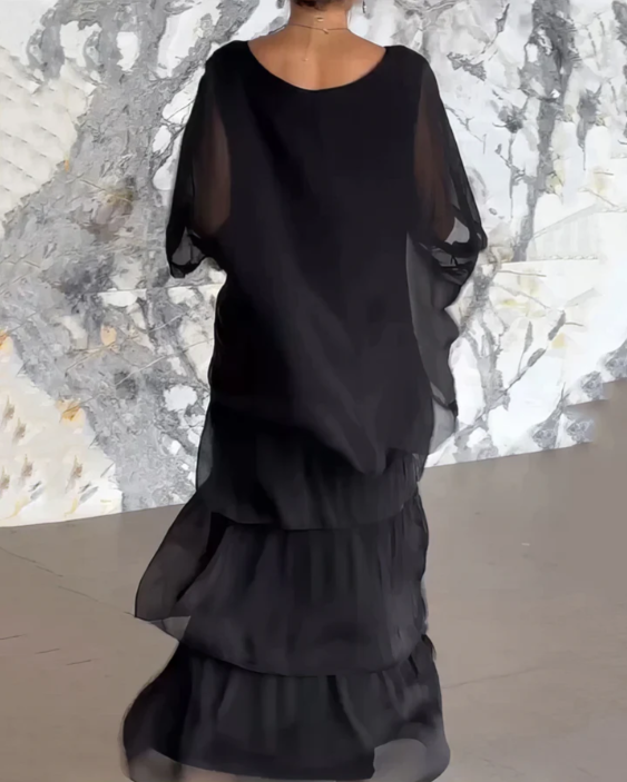 Caroline | Maxikleid mit weitem Rundhalsausschnitt