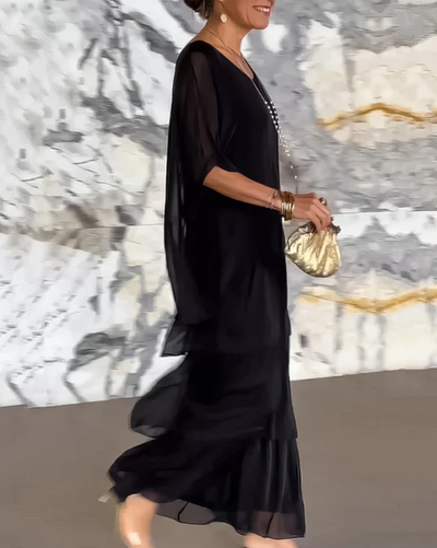 Caroline | Maxikleid mit weitem Rundhalsausschnitt