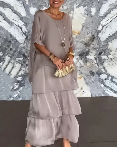 Caroline | Maxikleid mit weitem Rundhalsausschnitt