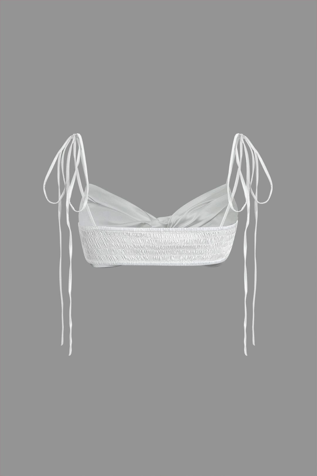 Elizabeth | Ein Stück Satin-Top mit verstellbaren Schnürträgern & Knotendetail