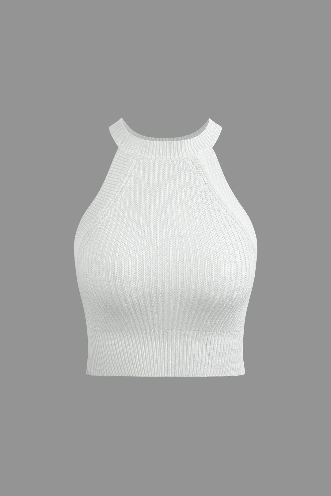Elise | Racerback Bodycon Geripptes hochgeschlossenes Crop-Top