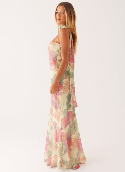 Milena | Langes Blumen-Kleid mit Rückenausschnitt