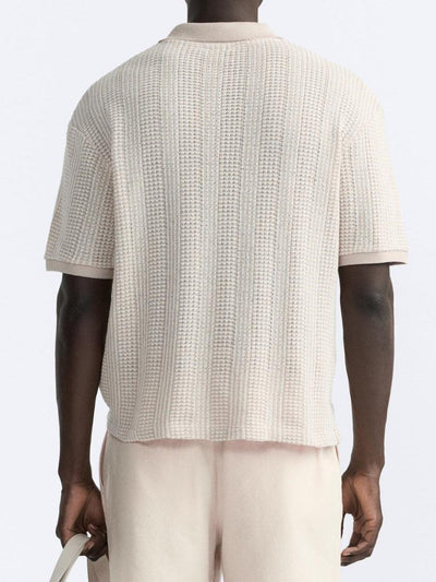 Strukturiertes Strick-Polo mit Reißverschluss