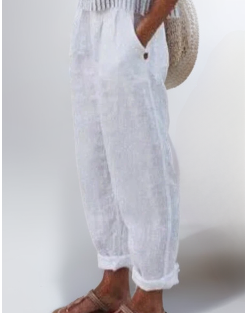 Diana | Lockere Hose aus Baumwolle und Leinen