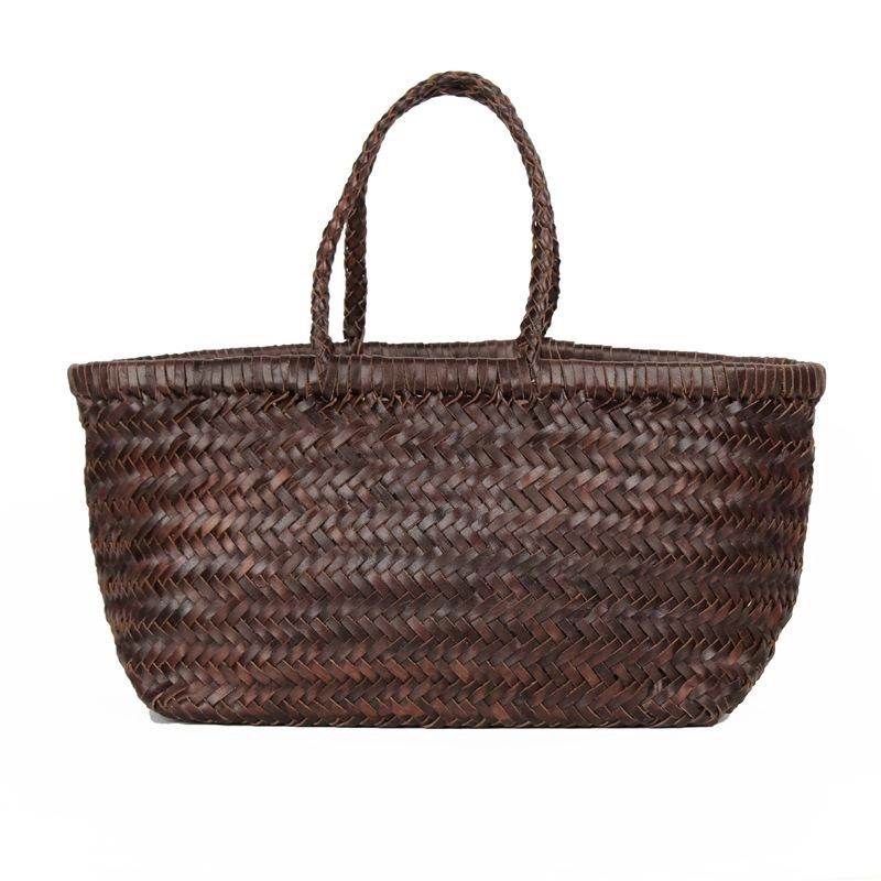 Elna | Große handgeflochtene Tragetasche aus veganem Leder – Rustikaler Shopper