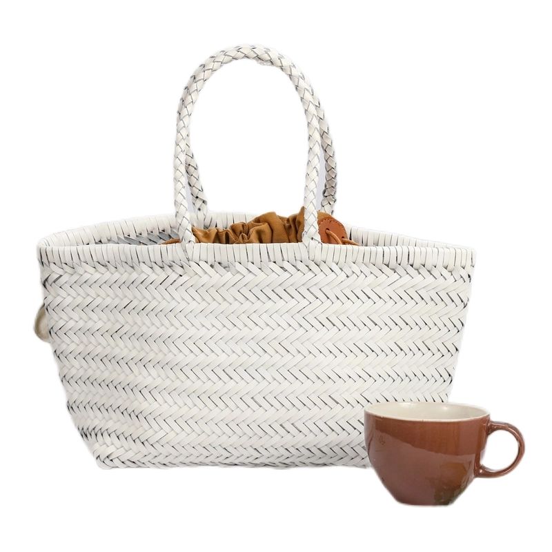 Elna | Große handgeflochtene Tragetasche aus veganem Leder – Rustikaler Shopper