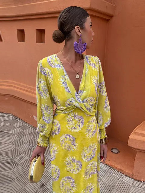 Ilona | Vintage Twist-Print Midi-Kleid