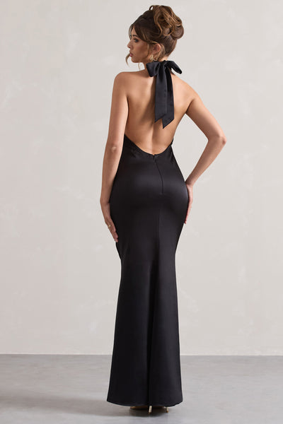 Karrie | Langes Neckholder-Kleid Satiniert