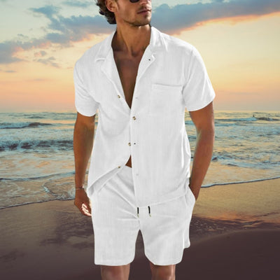 Herren Sommer Set – Zweiteiler mit Kurzarmhemd & Shorts für Strand & Freizeit