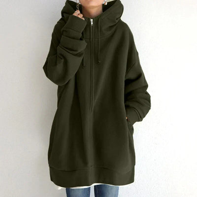 Cristina® | Langer, gemütlicher Kapuzenpullover für Damen