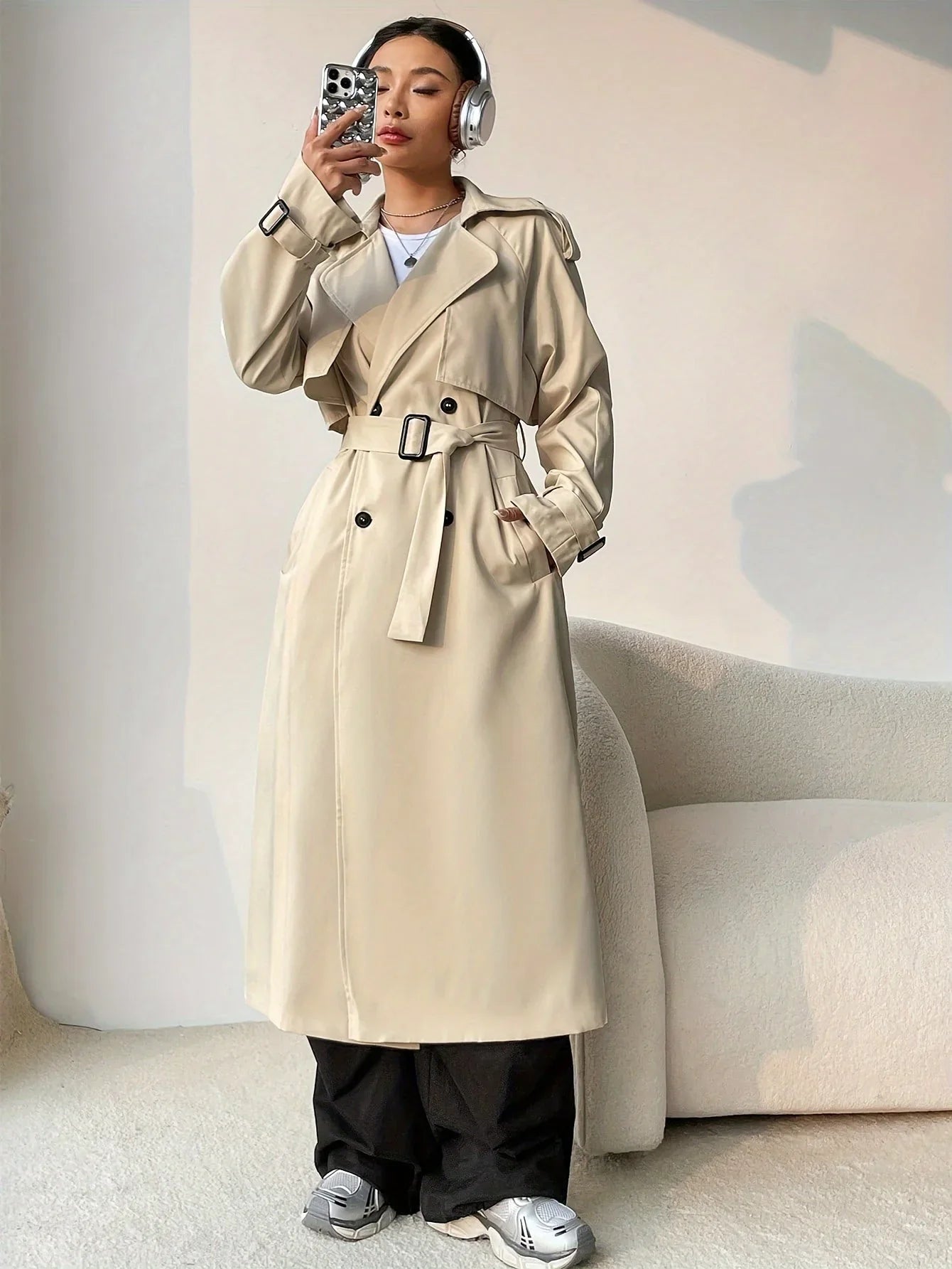 Lena Doppelreihiger Trenchcoat