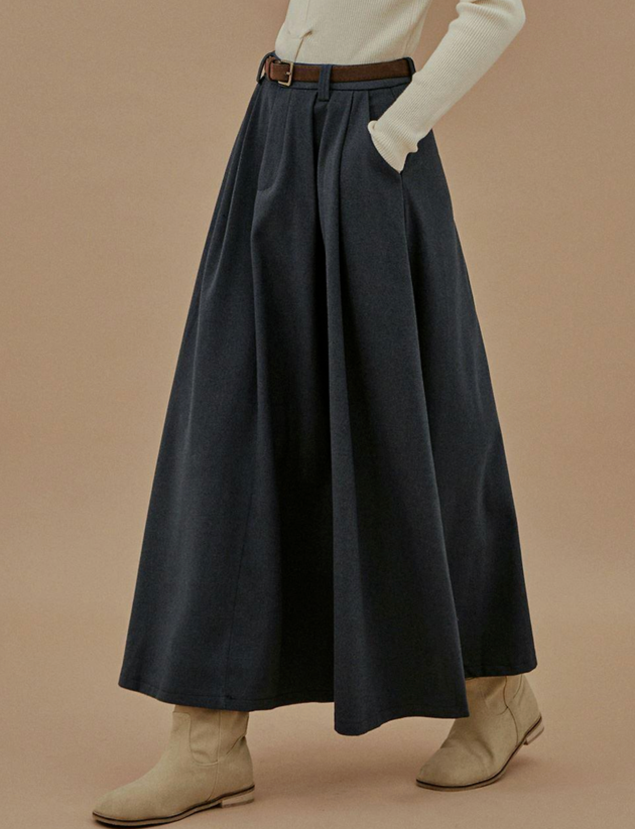 Mirella – Langer Faltenrock mit hoher Taille