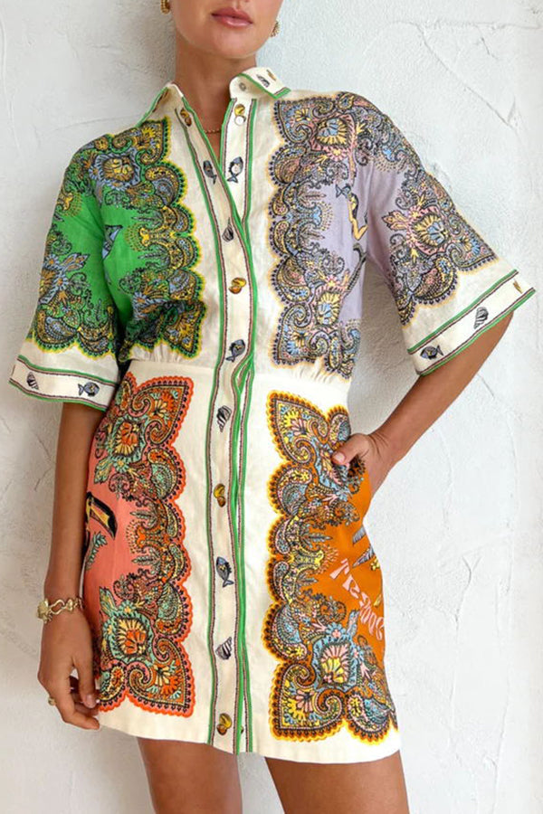 Coco™ - Meerjungfrau Druck Shirt Mini Kleid