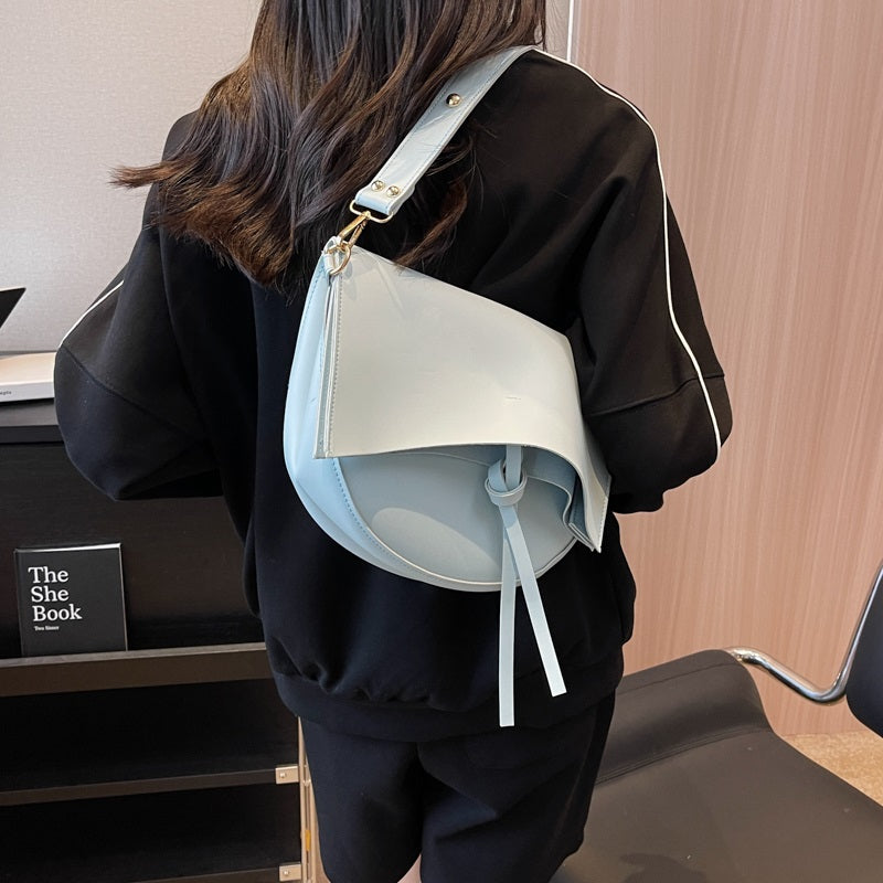 Vintage Damen Schultertasche – Vegan Leder mit Pouch & Canvas Gurt