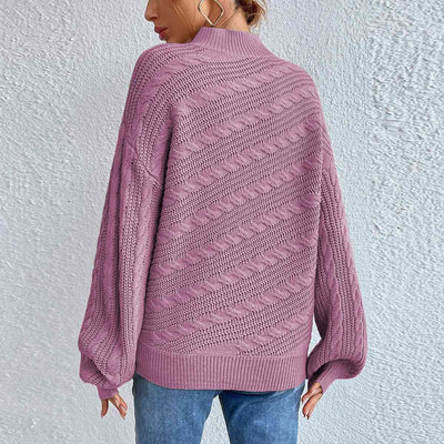 Eleganter Rollkragenpullover aus Zopfmuster für Damen