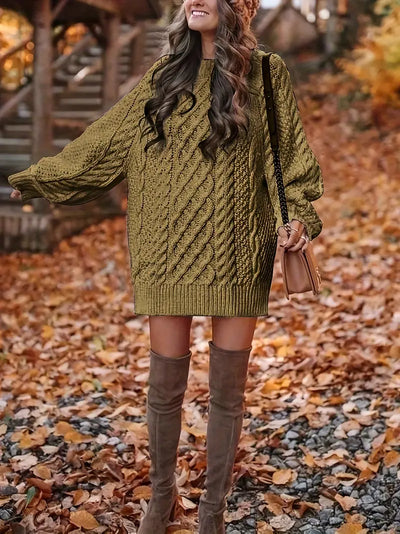 Chloé – Strick Pullover Kleid mit Zopfstrick