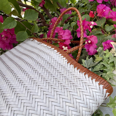 Elna | Große handgeflochtene Tragetasche aus veganem Leder – Rustikaler Shopper