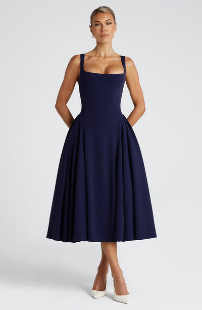 Betty | Navy Midi Kleid