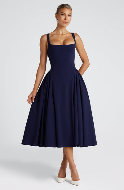 Betty | Navy Midi Kleid