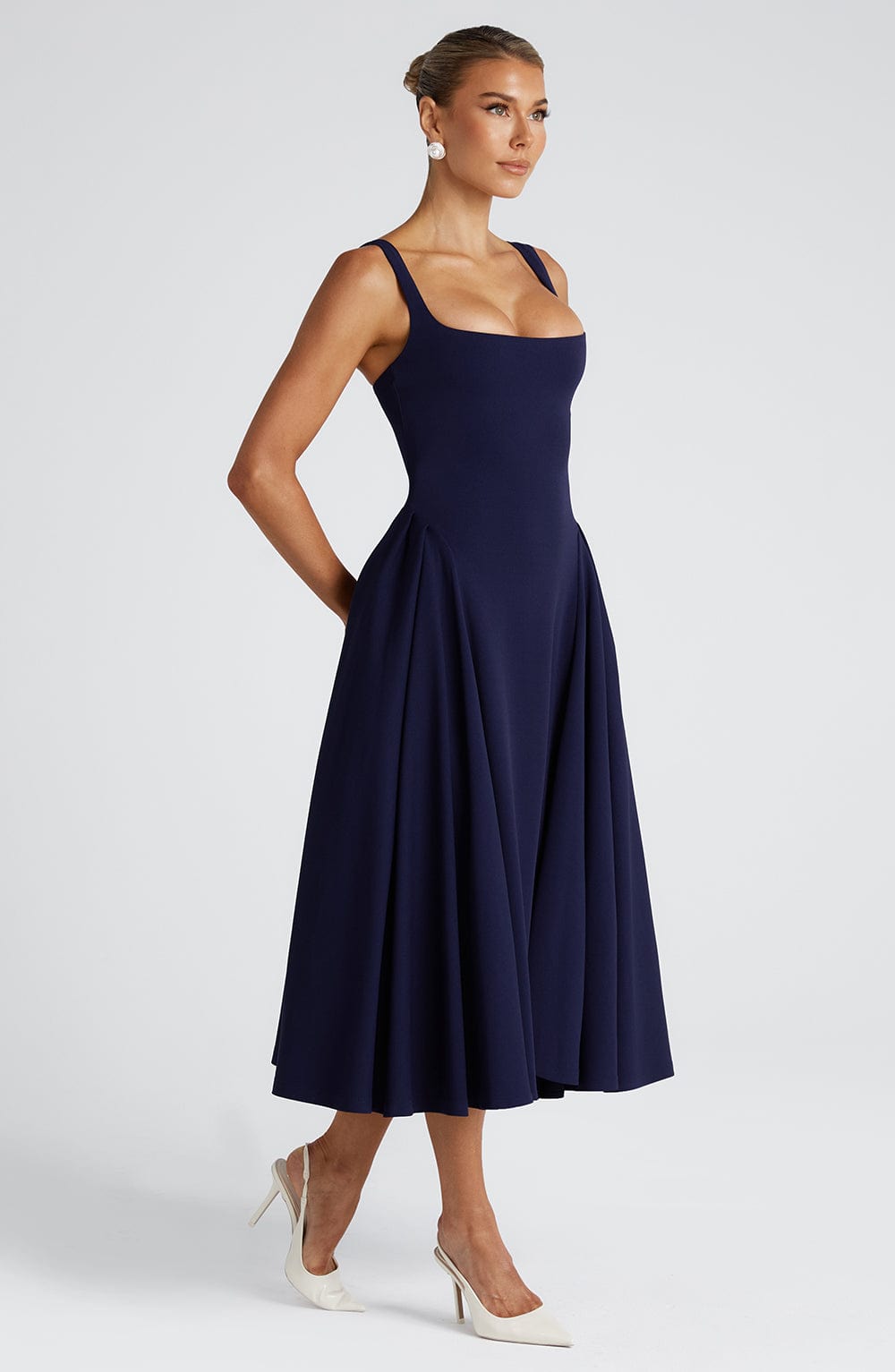 Betty | Navy Midi Kleid