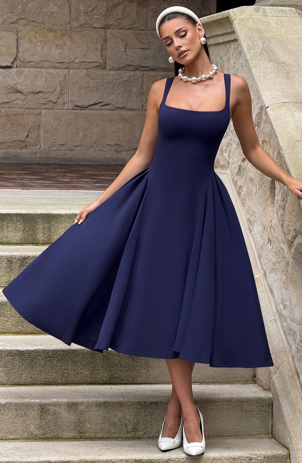 Betty | Navy Midi Kleid