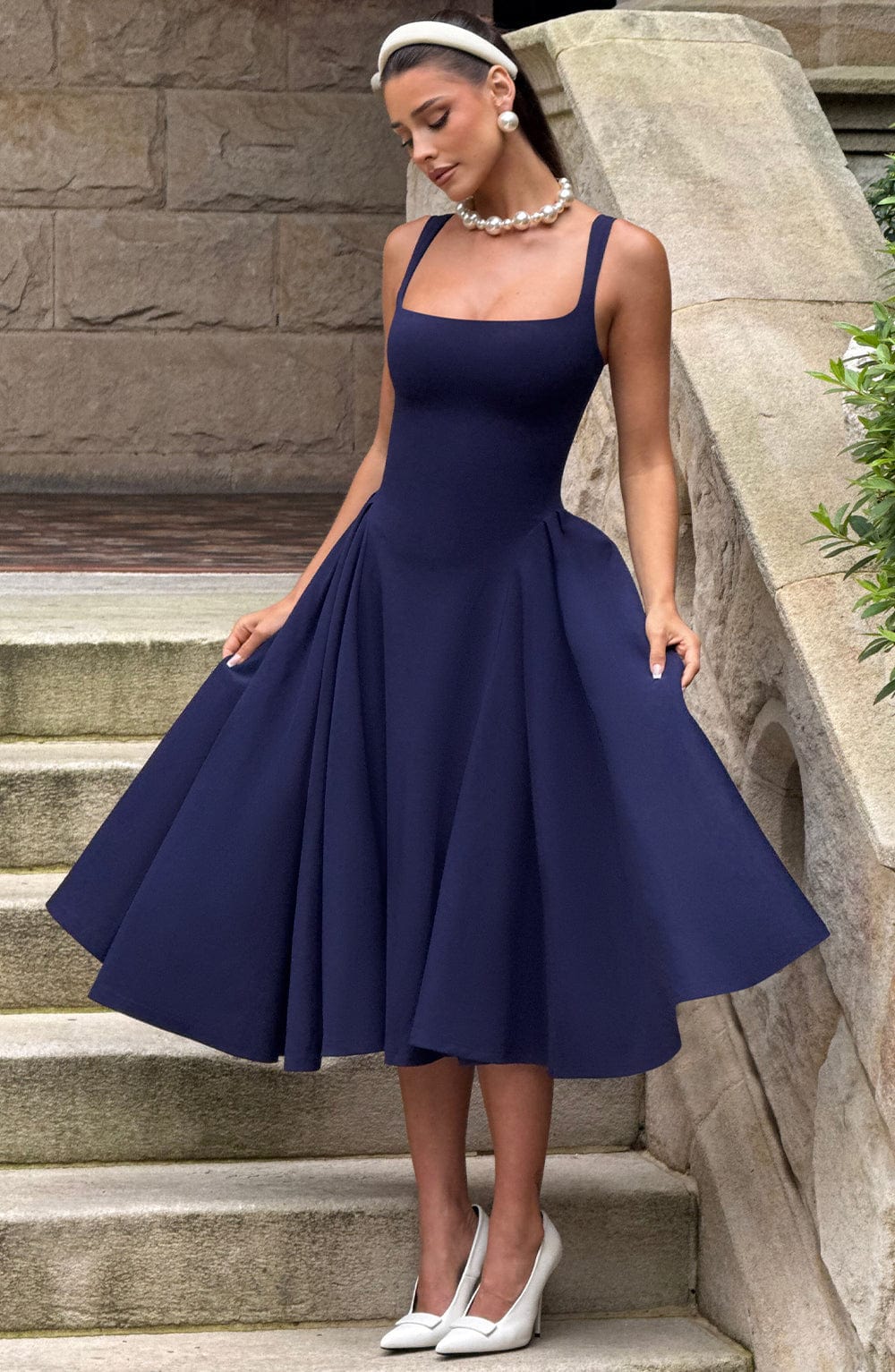 Betty | Navy Midi Kleid