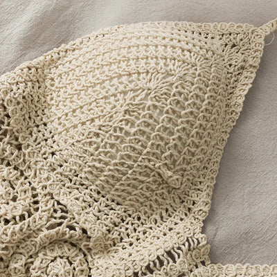 Beige Damen Bikini Top gewebt ohne Bügel – verstellbare Passform Sommerlook