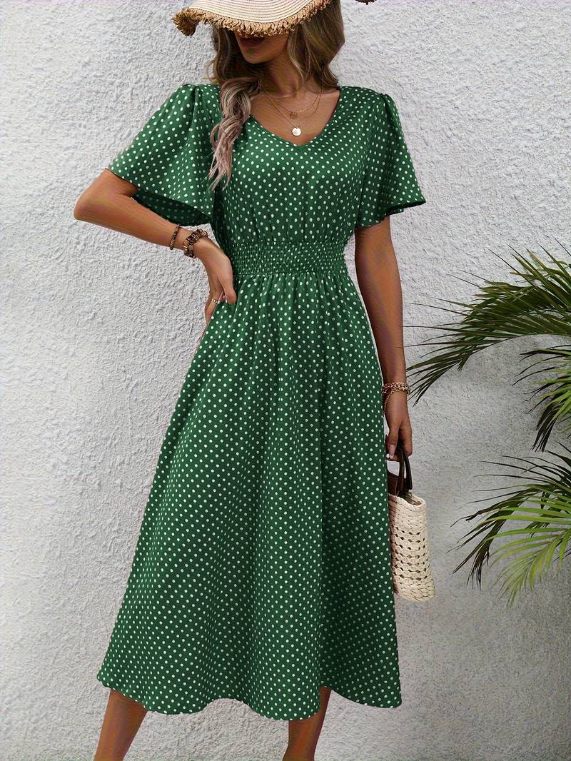 Bettina – Kurzarmkleid Damen Allover-Print Für Frühling Sommer