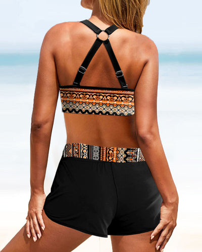 Maryan - Bikini mit geometrischem Muster und hohem elastischen Bund