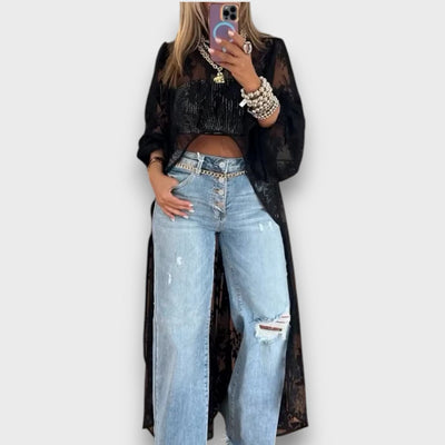 Maiva – Lange Bluse aus transparenter Spitze