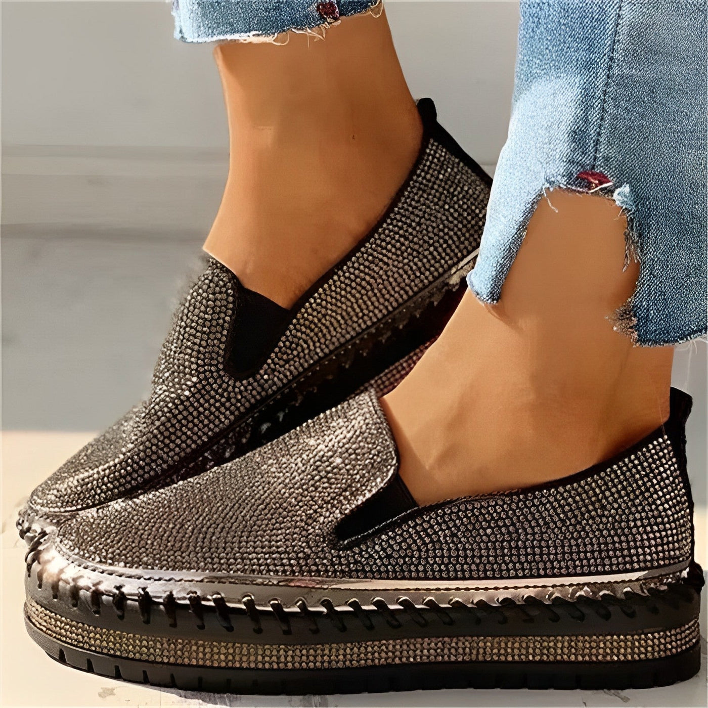 Camille - Glitzernde Diamant-Loafer
